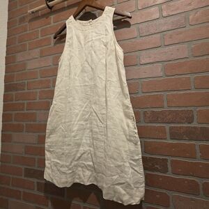 J crew Elegant Cream Sleeveless Mini Dress Size XS Linen.      Sku 98